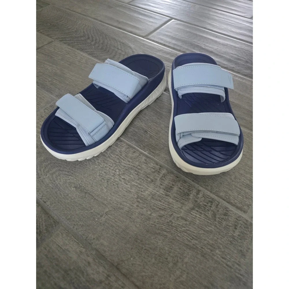 Vionic Renewal Recovery Slides Blue Mens 8.5 Womens 10 Adjustable Sandals Unisex